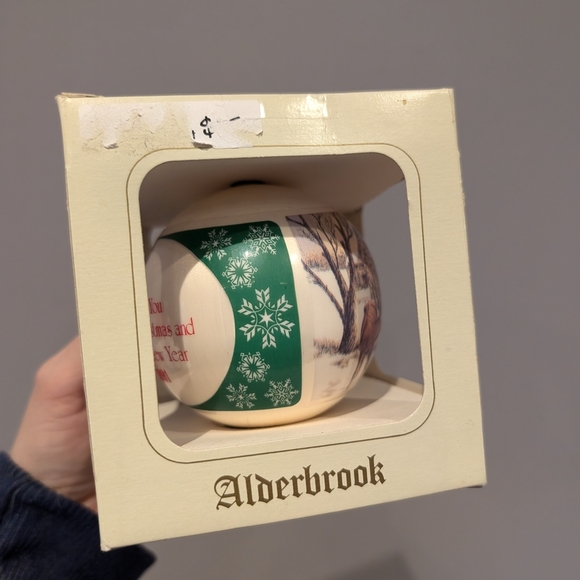 Vintage Alderbrook 1991 Christmas Ornament In Box Wirh Deer Scene - Picture 5 of 6